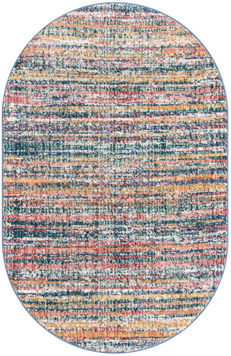 Multicolor 3' 3 x 5' 3 Gemstone Oval Area Rug Polypropylene Contemporary Carpet Easy Clean Stain Resistant for Home Design Decorating for Sale at Rug Engine
