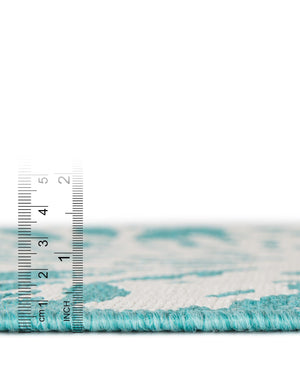 Teal 4' 1 x 6' 1 Outdoor Coastal Oval Area Rug Weather Resistant for Patio, Deck, Terrace, Balcony, Porch 100% Polypropylene Coastal Decor Carpet for Sale at Rug Engine