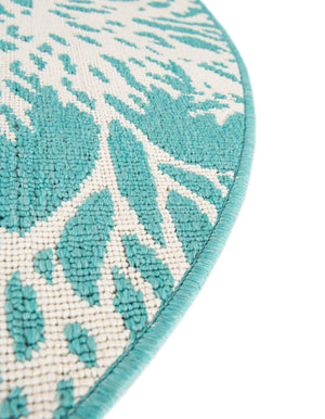 Teal 4' 1 x 6' 1 Outdoor Coastal Oval Area Rug Weather Resistant for Patio, Deck, Terrace, Balcony, Porch 100% Polypropylene Coastal Decor Carpet for Sale at Rug Engine
