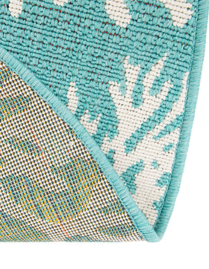 Teal 2' x 3' 1 Outdoor Coastal Oval Area Rug Weather Resistant for Patio, Deck, Terrace, Balcony, Porch 100% Polypropylene Coastal Decor Carpet for Sale at Rug Engine