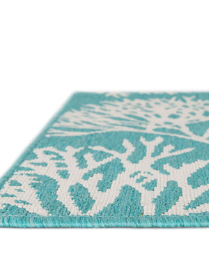 Teal 6' 1 x 9' Outdoor Coastal Rectangle Area Rug Weather Resistant for Patio, Deck, Terrace, Balcony, Porch 100% Polypropylene Coastal Decor Carpet for Sale at Rug Engine
