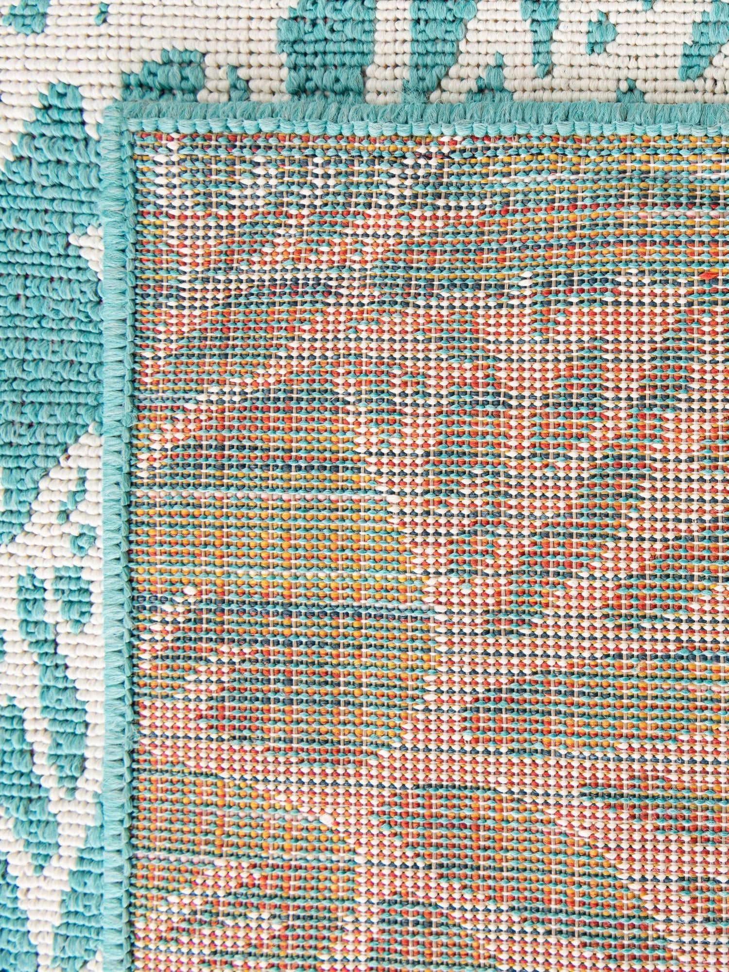 Teal 9' x 12' Outdoor Coastal Rectangle Area Rug Weather Resistant for Patio, Deck, Terrace, Balcony, Porch 100% Polypropylene Coastal Decor Carpet for Sale at Rug Engine