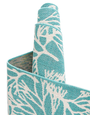 Teal 6' 1 x 9' Outdoor Coastal Rectangle Area Rug Weather Resistant for Patio, Deck, Terrace, Balcony, Porch 100% Polypropylene Coastal Decor Carpet for Sale at Rug Engine