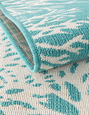 Teal 2' x 8' Outdoor Coastal Runner Area Rug Weather Resistant for Patio, Deck, Terrace, Balcony, Porch 100% Polypropylene Coastal Decor Carpet for Sale at Rug Engine