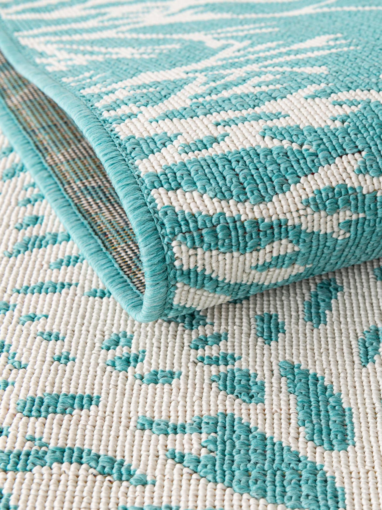Teal 7' 1 x 7' 1 Outdoor Coastal Round Area Rug Weather Resistant for Patio, Deck, Terrace, Balcony, Porch 100% Polypropylene Coastal Decor Carpet for Sale at Rug Engine