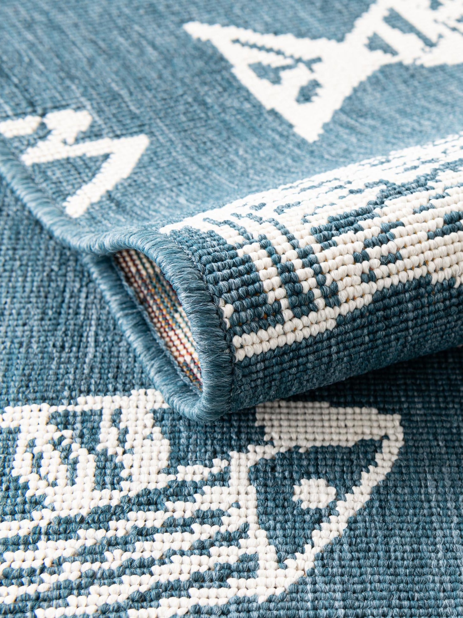 Blue 9' x 12' Outdoor Coastal Rectangle Area Rug Weather Resistant for Patio, Deck, Terrace, Balcony, Porch 100% Polypropylene Coastal Decor Carpet for Sale at Rug Engine