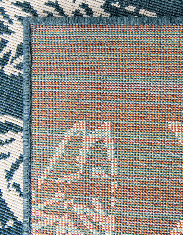 Blue 4' 1 x 6' 1 Outdoor Coastal Rectangle Area Rug Weather Resistant for Patio, Deck, Terrace, Balcony, Porch 100% Polypropylene Coastal Decor Carpet for Sale at Rug Engine