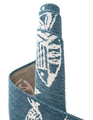 Blue 6' 1 x 9' Outdoor Coastal Rectangle Area Rug Weather Resistant for Patio, Deck, Terrace, Balcony, Porch 100% Polypropylene Coastal Decor Carpet for Sale at Rug Engine