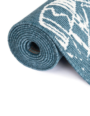Blue 9' x 12' Outdoor Coastal Rectangle Area Rug Weather Resistant for Patio, Deck, Terrace, Balcony, Porch 100% Polypropylene Coastal Decor Carpet for Sale at Rug Engine