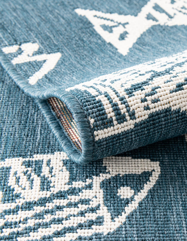 Blue 2' x 6' 1 Outdoor Coastal Runner Area Rug Weather Resistant for Patio, Deck, Terrace, Balcony, Porch 100% Polypropylene Coastal Decor Carpet for Sale at Rug Engine