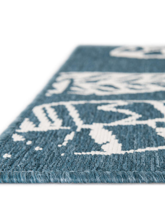 Blue 2' x 6' 1 Outdoor Coastal Runner Area Rug Weather Resistant for Patio, Deck, Terrace, Balcony, Porch 100% Polypropylene Coastal Decor Carpet for Sale at Rug Engine