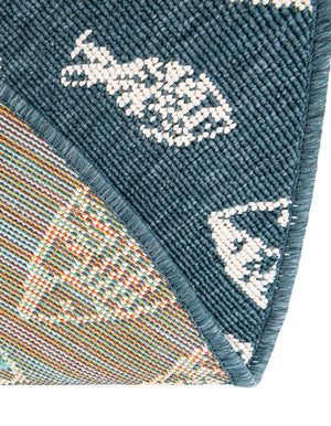Blue 4' 1 x 4' 1 Outdoor Coastal Round Area Rug Weather Resistant for Patio, Deck, Terrace, Balcony, Porch 100% Polypropylene Coastal Decor Carpet for Sale at Rug Engine