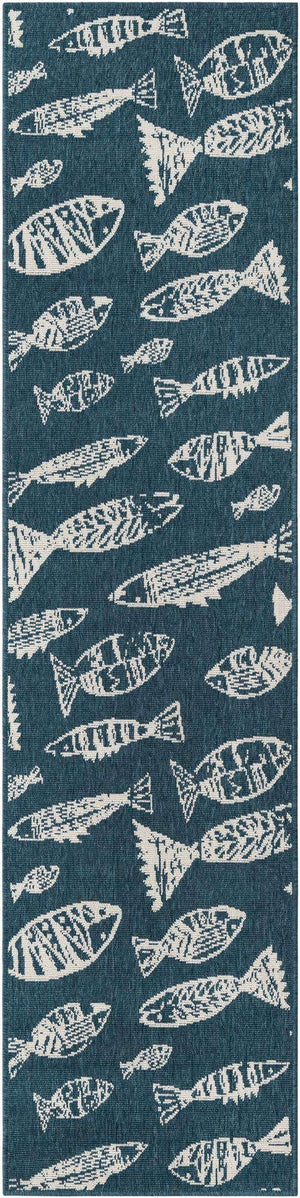 Blue 2' x 8' Outdoor Coastal Runner Area Rug Weather Resistant for Patio, Deck, Terrace, Balcony, Porch 100% Polypropylene Coastal Decor Carpet for Sale at Rug Engine