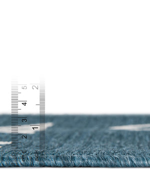 Blue 7' 10 x 7' 10 Outdoor Coastal Square Area Rug Weather Resistant for Patio, Deck, Terrace, Balcony, Porch 100% Polypropylene Coastal Decor Carpet for Sale at Rug Engine