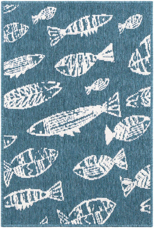 Blue 2' x 3' 1 Outdoor Coastal Rectangle Area Rug Weather Resistant for Patio, Deck, Terrace, Balcony, Porch 100% Polypropylene Coastal Decor Carpet for Sale at Rug Engine