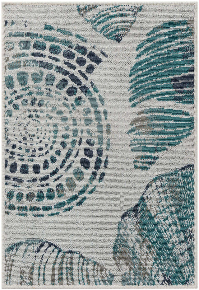 Ivory 2' x 3' 1 Outdoor Coastal Rectangle Area Rug Weather Resistant for Patio, Deck, Terrace, Balcony, Porch 100% Polypropylene Coastal Decor Carpet for Sale at Rug Engine