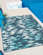 Blue 7' 10 x 10' Outdoor Coastal Rectangle Area Rug Weather Resistant for Patio, Deck, Terrace, Balcony, Porch 100% Polypropylene Coastal Decor Carpet for Sale at Rug Engine
