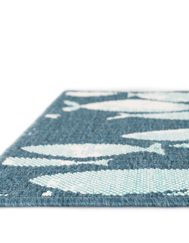 Blue 5' 3 x 8' Outdoor Coastal Rectangle Area Rug Weather Resistant for Patio, Deck, Terrace, Balcony, Porch 100% Polypropylene Coastal Decor Carpet for Sale at Rug Engine