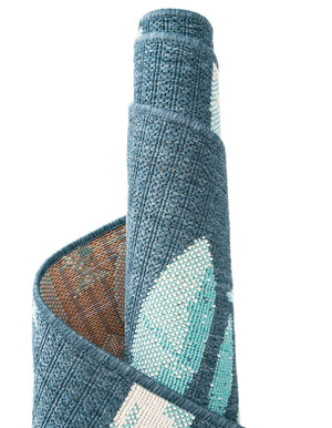 Blue 2' x 6' 1 Outdoor Coastal Runner Area Rug Weather Resistant for Patio, Deck, Terrace, Balcony, Porch 100% Polypropylene Coastal Decor Carpet for Sale at Rug Engine