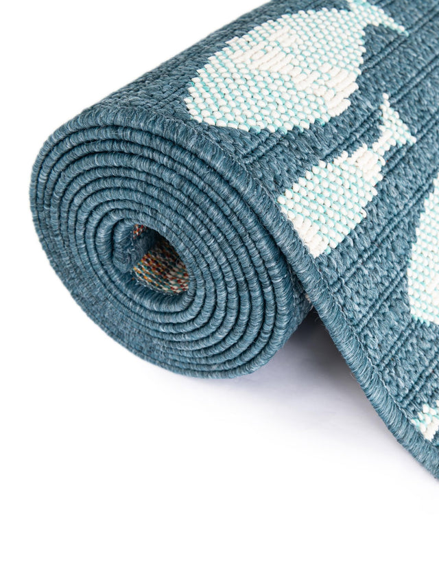 Blue 2' x 8' Outdoor Coastal Runner Area Rug Weather Resistant for Patio, Deck, Terrace, Balcony, Porch 100% Polypropylene Coastal Decor Carpet for Sale at Rug Engine