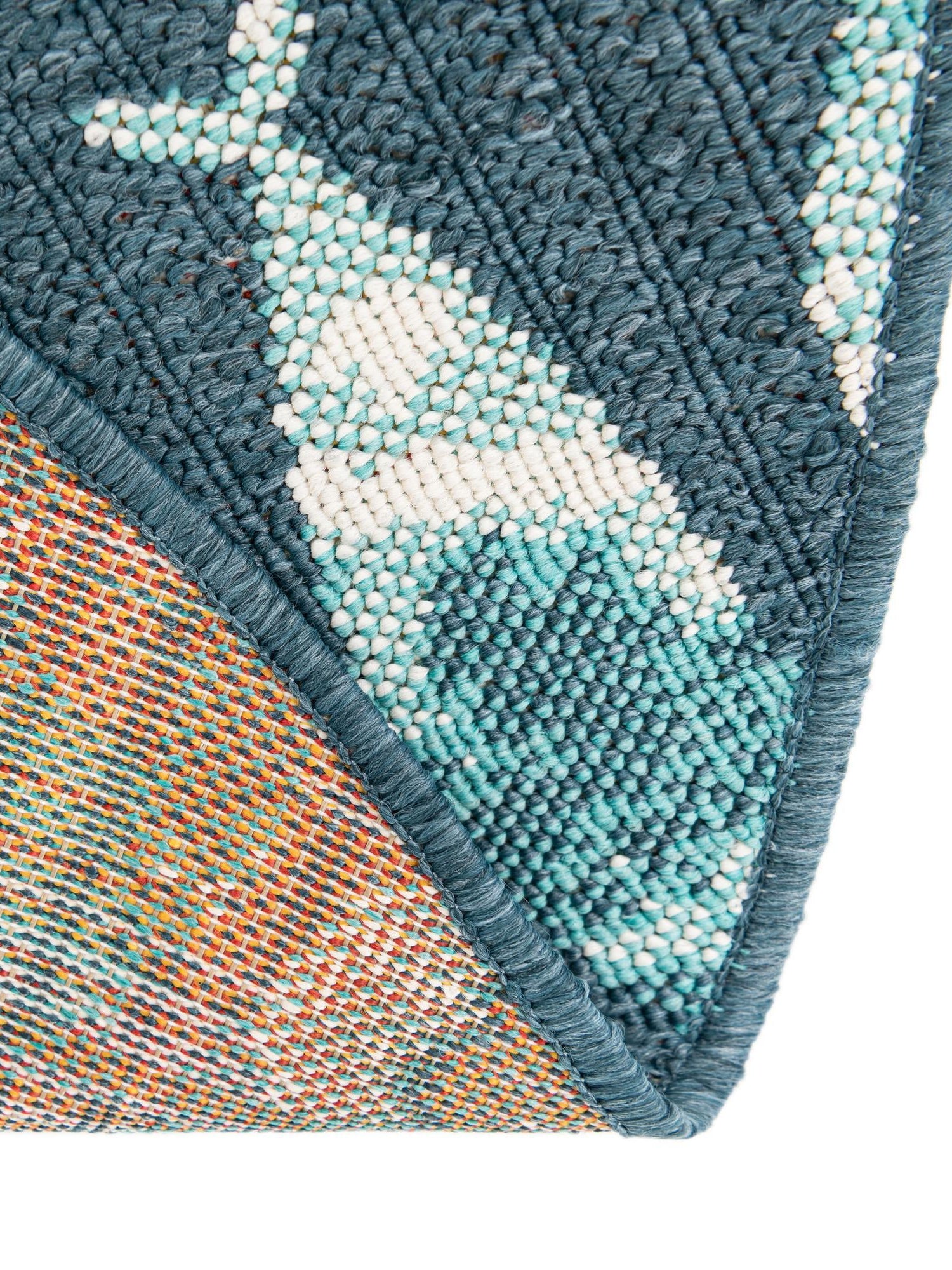 Blue 7' 1 x 7' 1 Outdoor Coastal Round Area Rug Weather Resistant for Patio, Deck, Terrace, Balcony, Porch 100% Polypropylene Coastal Decor Carpet for Sale at Rug Engine