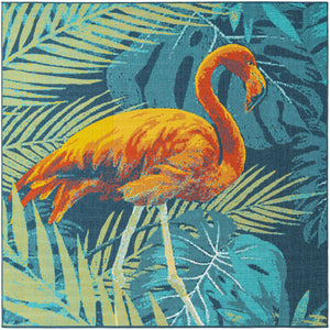 Multicolor 10' x 10' Outdoor Coastal Square Area Rug Weather Resistant for Patio, Deck, Terrace, Balcony, Porch 100% Polypropylene Coastal Decor Carpet for Sale at Rug Engine
