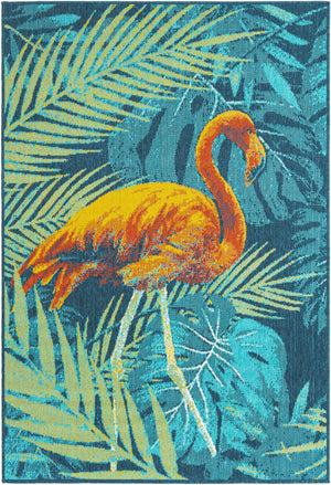 Multicolor 4' 1 x 6' 1 Outdoor Coastal Rectangle Area Rug Weather Resistant for Patio, Deck, Terrace, Balcony, Porch 100% Polypropylene Coastal Decor Carpet for Sale at Rug Engine