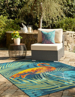 Multicolor 6' 1 x 9' Outdoor Coastal Rectangle Area Rug Weather Resistant for Patio, Deck, Terrace, Balcony, Porch 100% Polypropylene Coastal Decor Carpet for Sale at Rug Engine