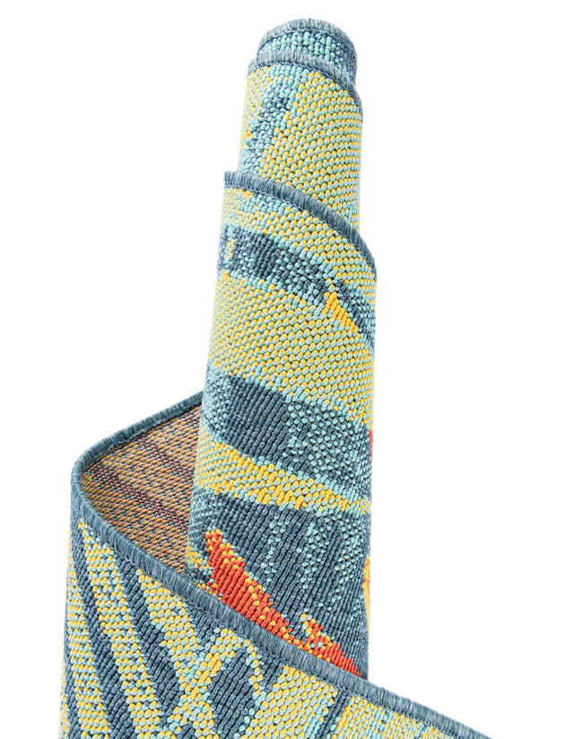 Multicolor 5' 3 x 8' Outdoor Coastal Rectangle Area Rug Weather Resistant for Patio, Deck, Terrace, Balcony, Porch 100% Polypropylene Coastal Decor Carpet for Sale at Rug Engine
