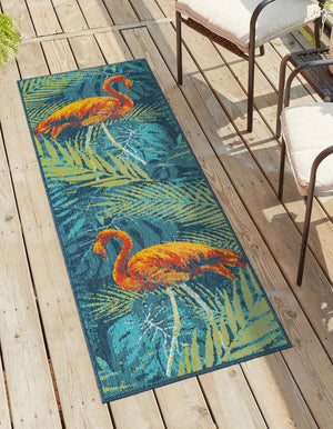 Multicolor 2' 7 x 12' Outdoor Coastal Runner Area Rug Weather Resistant for Patio, Deck, Terrace, Balcony, Porch 100% Polypropylene Coastal Decor Carpet for Sale at Rug Engine