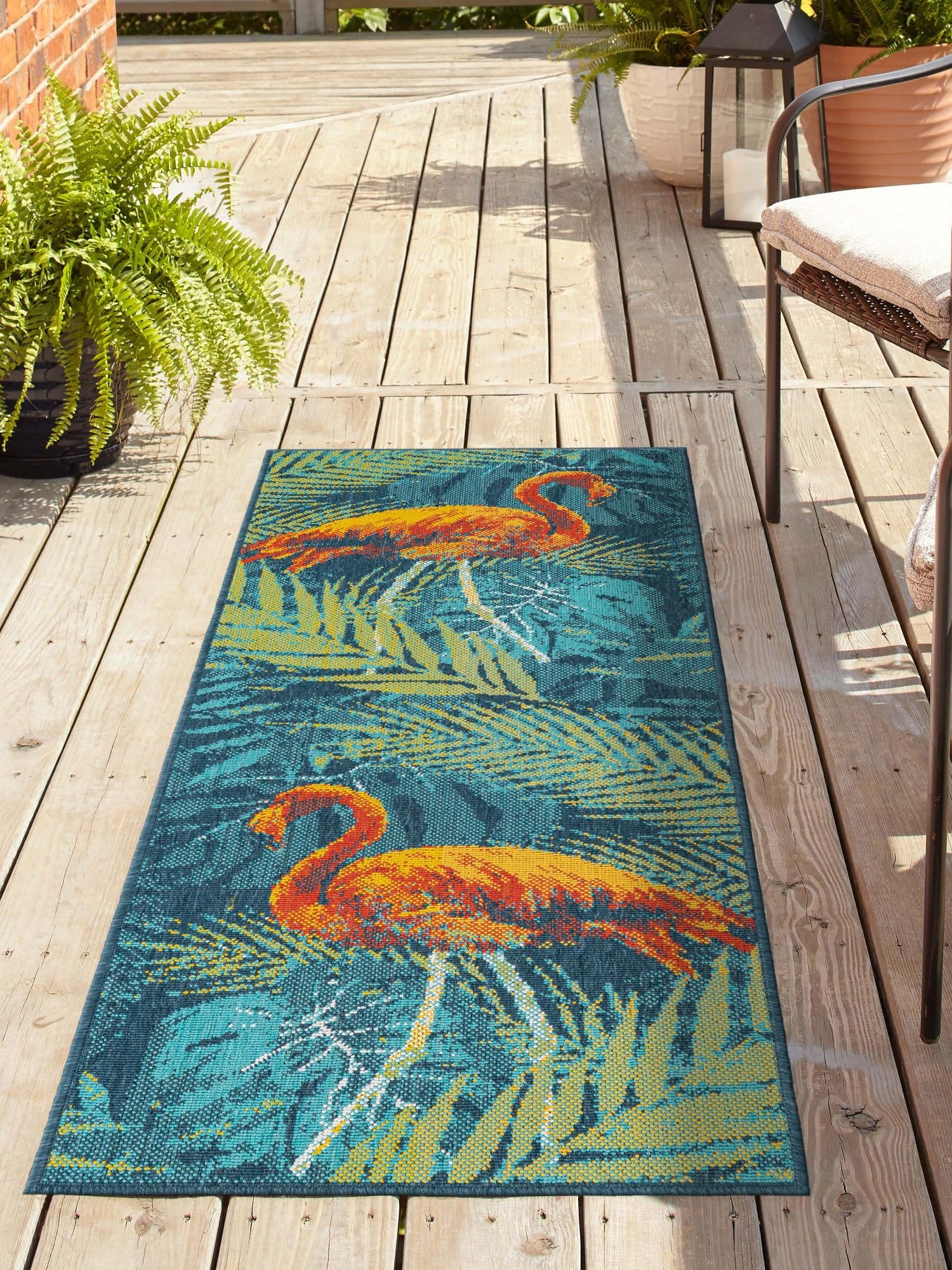 Multicolor 2' x 6' 1 Outdoor Coastal Runner Area Rug Weather Resistant for Patio, Deck, Terrace, Balcony, Porch 100% Polypropylene Coastal Decor Carpet for Sale at Rug Engine