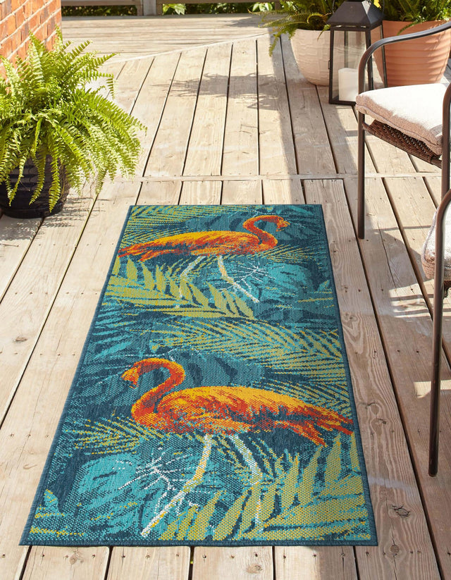 Multicolor 2' 7 x 12' Outdoor Coastal Runner Area Rug Weather Resistant for Patio, Deck, Terrace, Balcony, Porch 100% Polypropylene Coastal Decor Carpet for Sale at Rug Engine