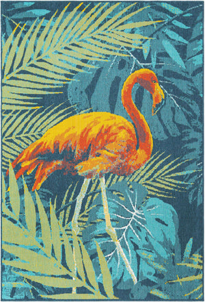 Multicolor 6' 1 x 9' Outdoor Coastal Rectangle Area Rug Weather Resistant for Patio, Deck, Terrace, Balcony, Porch 100% Polypropylene Coastal Decor Carpet for Sale at Rug Engine