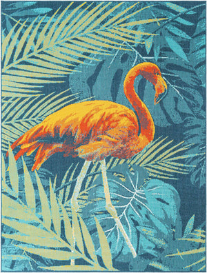 Multicolor 9' x 12' Outdoor Coastal Rectangle Area Rug Weather Resistant for Patio, Deck, Terrace, Balcony, Porch 100% Polypropylene Coastal Decor Carpet for Sale at Rug Engine