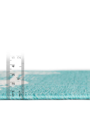 Teal 7' 10 x 10' Outdoor Coastal Rectangle Area Rug Weather Resistant for Patio, Deck, Terrace, Balcony, Porch 100% Polypropylene Coastal Decor Carpet for Sale at Rug Engine