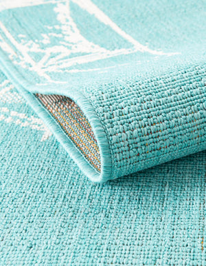 Teal 5' 3 x 8' Outdoor Coastal Rectangle Area Rug Weather Resistant for Patio, Deck, Terrace, Balcony, Porch 100% Polypropylene Coastal Decor Carpet for Sale at Rug Engine