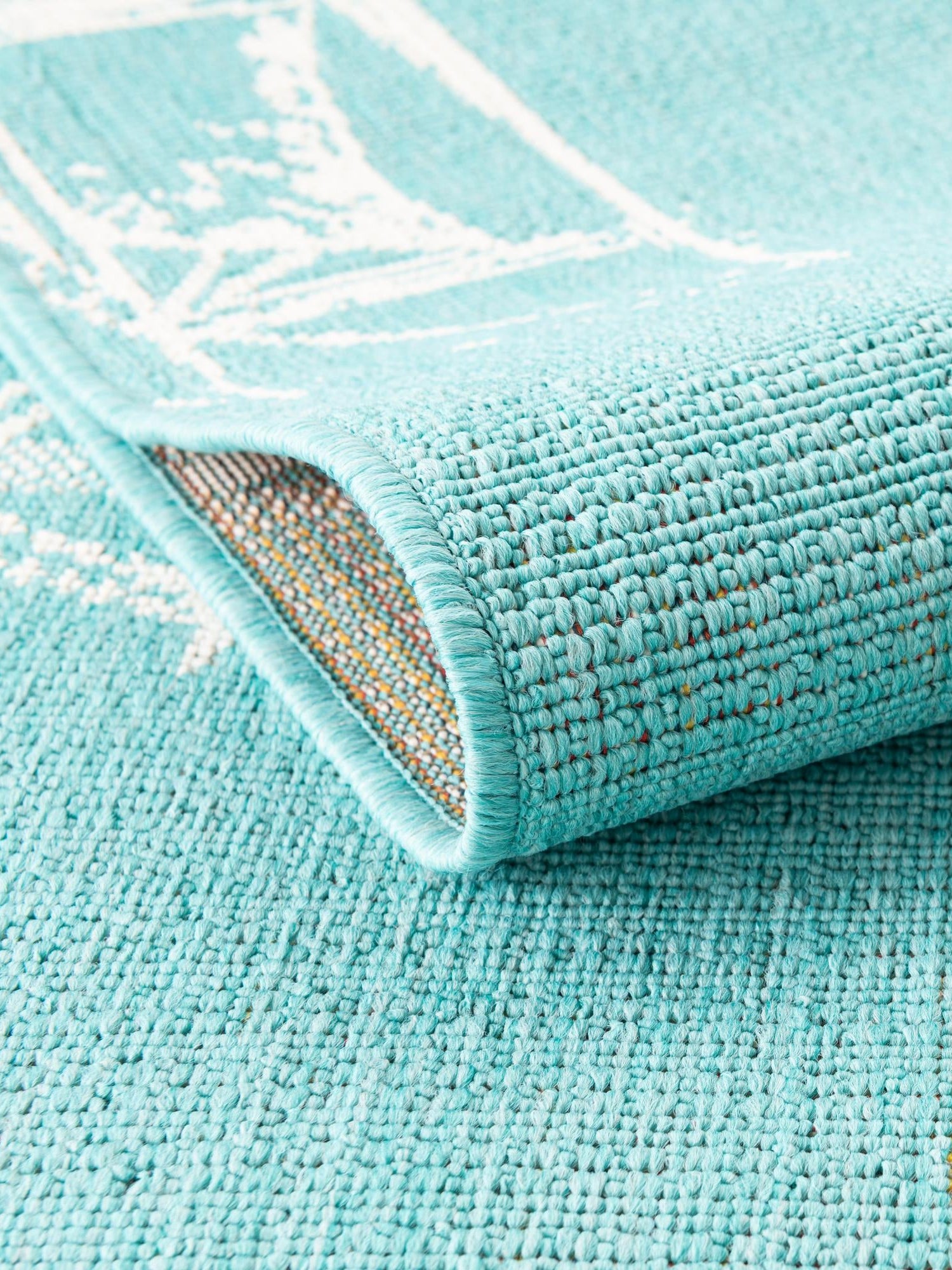 Teal 2' x 3' 1 Outdoor Coastal Rectangle Area Rug Weather Resistant for Patio, Deck, Terrace, Balcony, Porch 100% Polypropylene Coastal Decor Carpet for Sale at Rug Engine