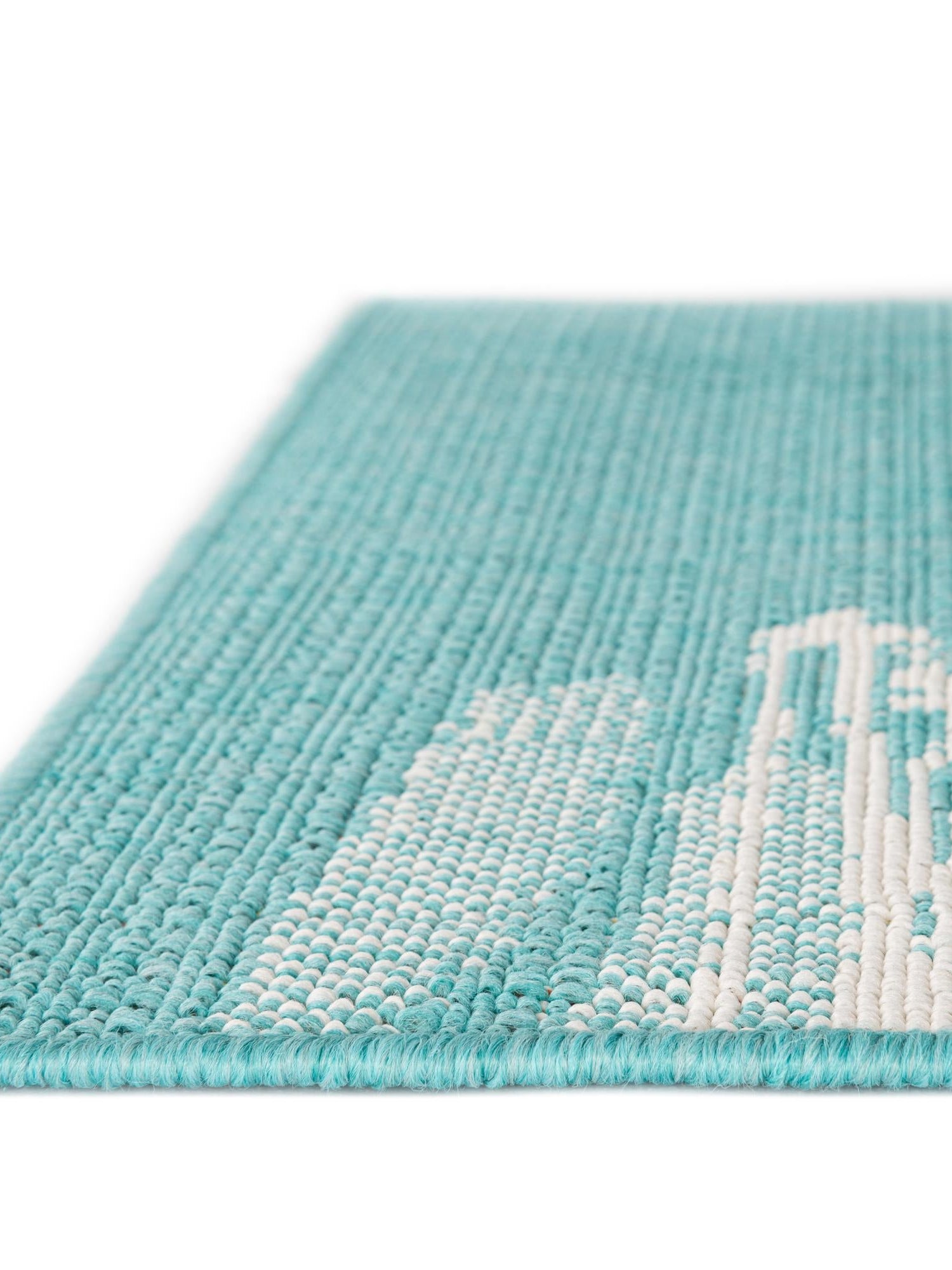 Teal 4' 1 x 6' 1 Outdoor Coastal Rectangle Area Rug Weather Resistant for Patio, Deck, Terrace, Balcony, Porch 100% Polypropylene Coastal Decor Carpet for Sale at Rug Engine