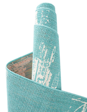 Teal 7' 10 x 10' Outdoor Coastal Rectangle Area Rug Weather Resistant for Patio, Deck, Terrace, Balcony, Porch 100% Polypropylene Coastal Decor Carpet for Sale at Rug Engine