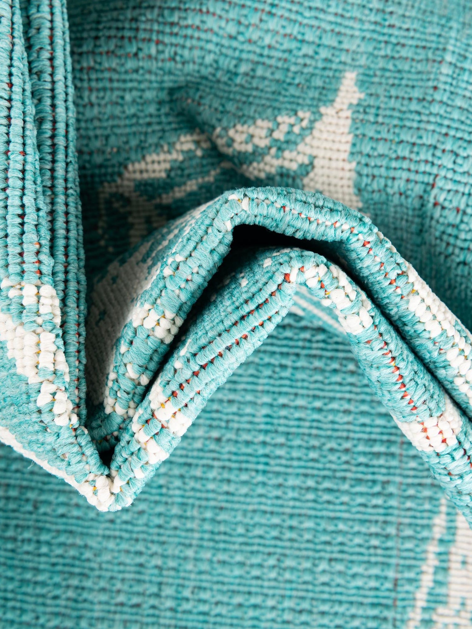 Teal 2' x 6' 1 Outdoor Coastal Runner Area Rug Weather Resistant for Patio, Deck, Terrace, Balcony, Porch 100% Polypropylene Coastal Decor Carpet for Sale at Rug Engine