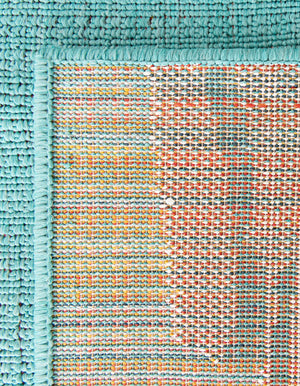 Teal 2' x 6' 1 Outdoor Coastal Runner Area Rug Weather Resistant for Patio, Deck, Terrace, Balcony, Porch 100% Polypropylene Coastal Decor Carpet for Sale at Rug Engine