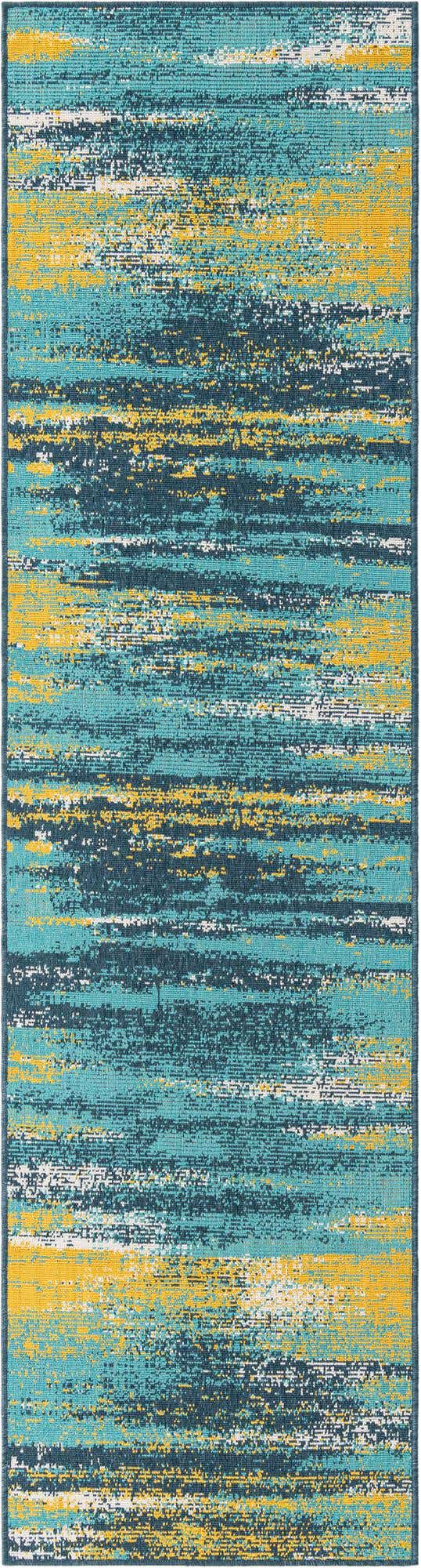 Multicolor.Blue 2' 7 x 10' Outdoor Coastal Runner Area Rug Weather Resistant for Patio, Deck, Terrace, Balcony, Porch 100% Polypropylene Coastal Decor Carpet for Sale at Rug Engine