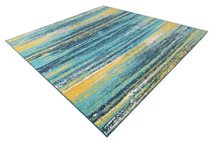 Multicolor.Blue 10' x 10' Outdoor Coastal Square Area Rug Weather Resistant for Patio, Deck, Terrace, Balcony, Porch 100% Polypropylene Coastal Decor Carpet for Sale at Rug Engine