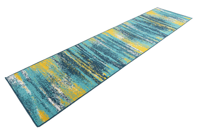 Multicolor.Blue 2' 7 x 12' Outdoor Coastal Runner Area Rug Weather Resistant for Patio, Deck, Terrace, Balcony, Porch 100% Polypropylene Coastal Decor Carpet for Sale at Rug Engine