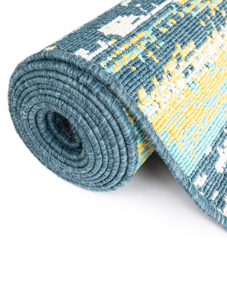 Multicolor.Blue 2' x 3' 1 Outdoor Coastal Oval Area Rug Weather Resistant for Patio, Deck, Terrace, Balcony, Porch 100% Polypropylene Coastal Decor Carpet for Sale at Rug Engine