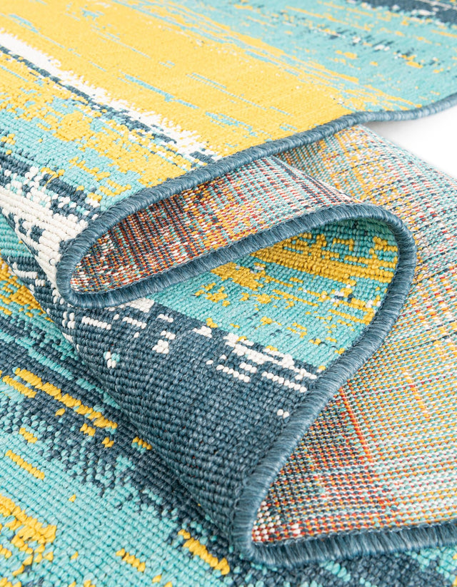 Multicolor.Blue 2' x 3' 1 Outdoor Coastal Oval Area Rug Weather Resistant for Patio, Deck, Terrace, Balcony, Porch 100% Polypropylene Coastal Decor Carpet for Sale at Rug Engine