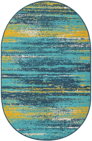 Multicolor.Blue 4' 1 x 6' 1 Outdoor Coastal Oval Area Rug Weather Resistant for Patio, Deck, Terrace, Balcony, Porch 100% Polypropylene Coastal Decor Carpet for Sale at Rug Engine