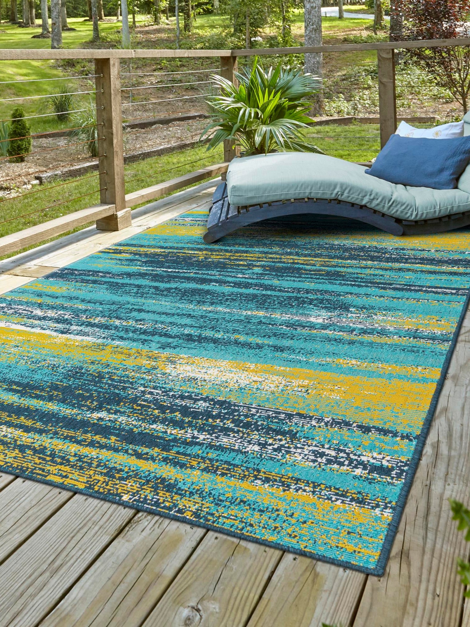 Multicolor.Blue 7' 10 x 10' Outdoor Coastal Rectangle Area Rug Weather Resistant for Patio, Deck, Terrace, Balcony, Porch 100% Polypropylene Coastal Decor Carpet for Sale at Rug Engine