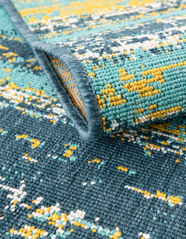Multicolor.Blue 6' 1 x 9' Outdoor Coastal Rectangle Rug