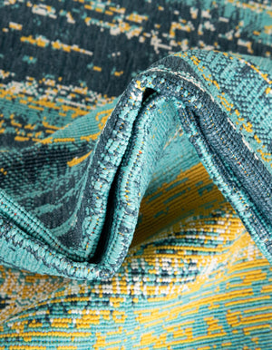 Multicolor.Blue 6' 1 x 9' Outdoor Coastal Rectangle Rug